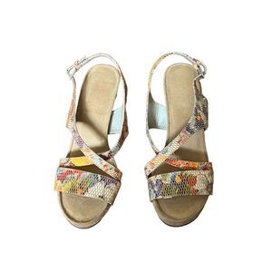 Aerosoles floral Plushed Together Open Toe floral faux snakeskin Wedge Sandal 10